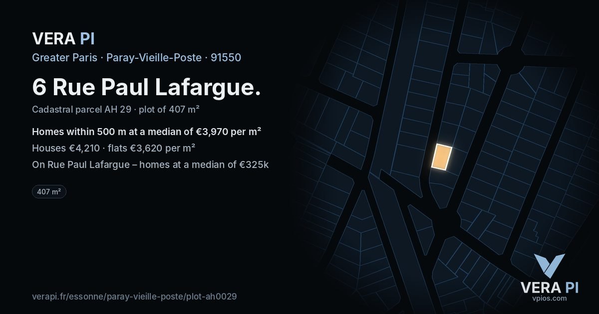 6 Rue Paul Lafargue, Paray-Vieille-Poste at night – the plot lit, the parcels around coloured by the prices near them