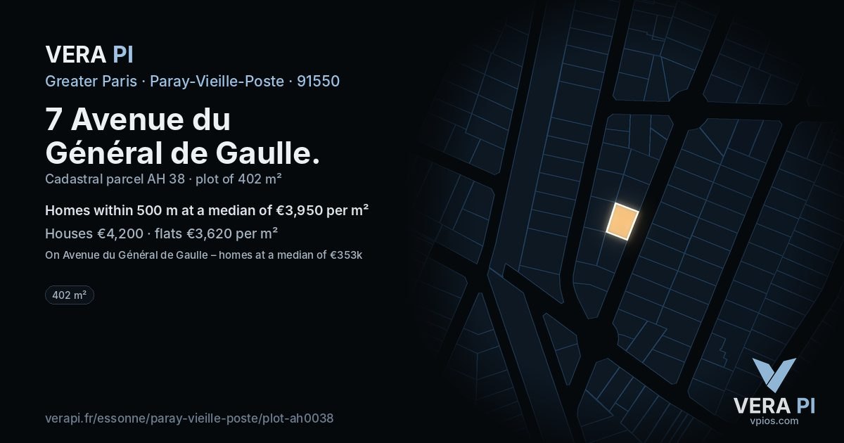 7 Avenue du Général de Gaulle, Paray-Vieille-Poste at night – the plot lit, the parcels around coloured by the prices near them