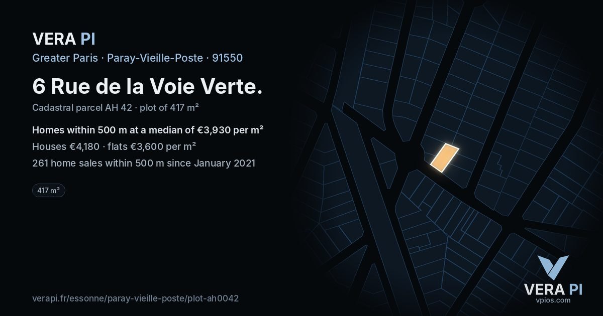 6 Rue de la Voie Verte, Paray-Vieille-Poste at night – the plot lit, the parcels around coloured by the prices near them