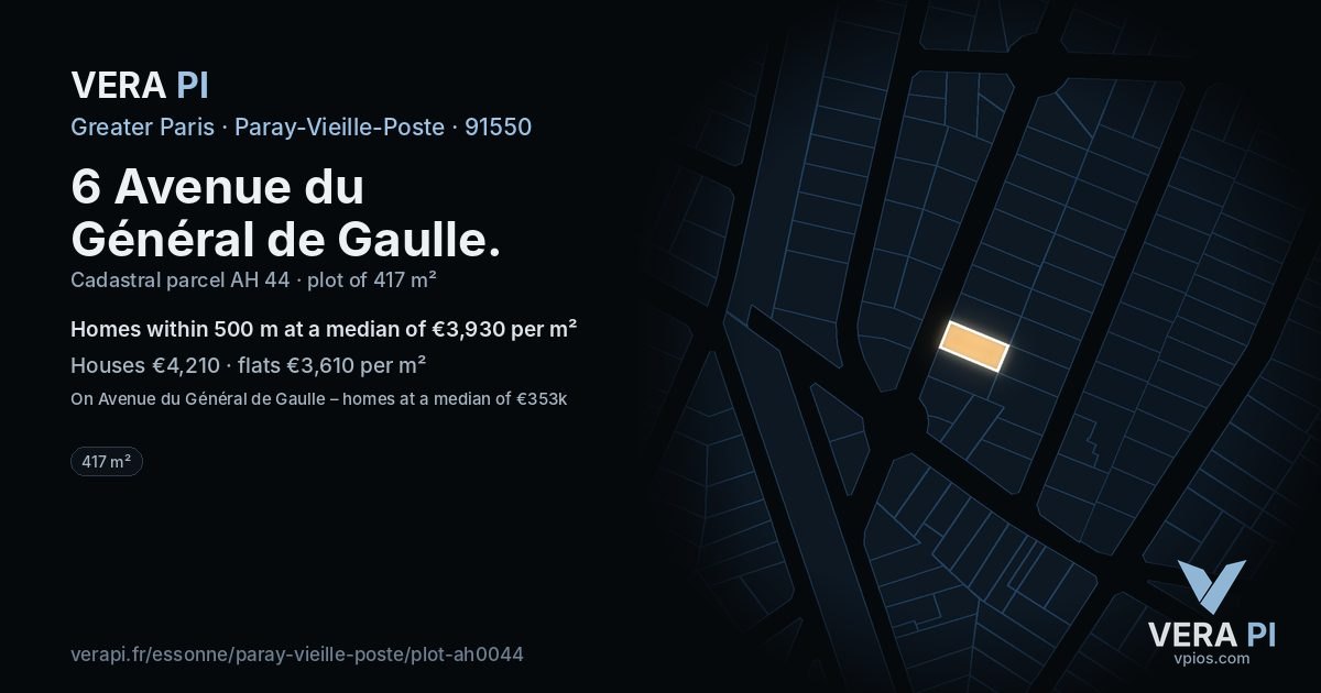 6 Avenue du Général de Gaulle, Paray-Vieille-Poste at night – the plot lit, the parcels around coloured by the prices near them