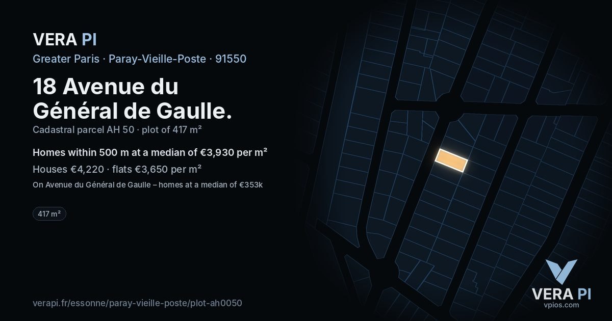 18 Avenue du Général de Gaulle, Paray-Vieille-Poste at night – the plot lit, the parcels around coloured by the prices near them