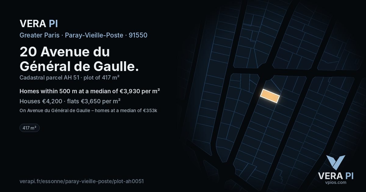 20 Avenue du Général de Gaulle, Paray-Vieille-Poste at night – the plot lit, the parcels around coloured by the prices near them