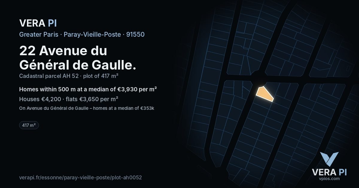 22 Avenue du Général de Gaulle, Paray-Vieille-Poste at night – the plot lit, the parcels around coloured by the prices near them