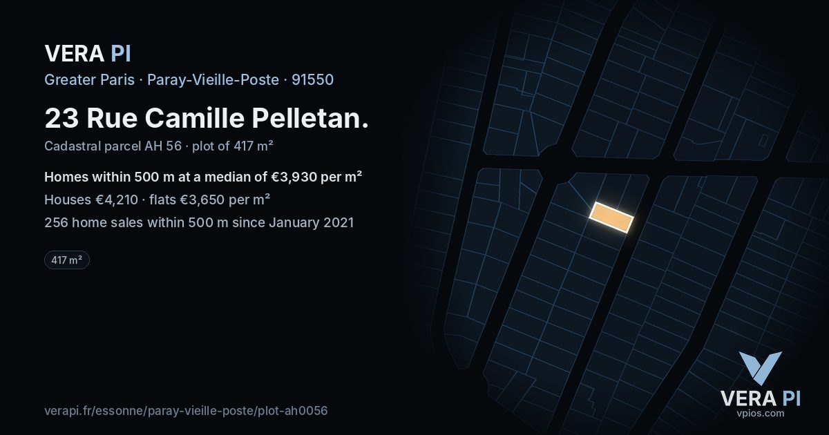 23 Rue Camille Pelletan, Paray-Vieille-Poste at night – the plot lit, the parcels around coloured by the prices near them