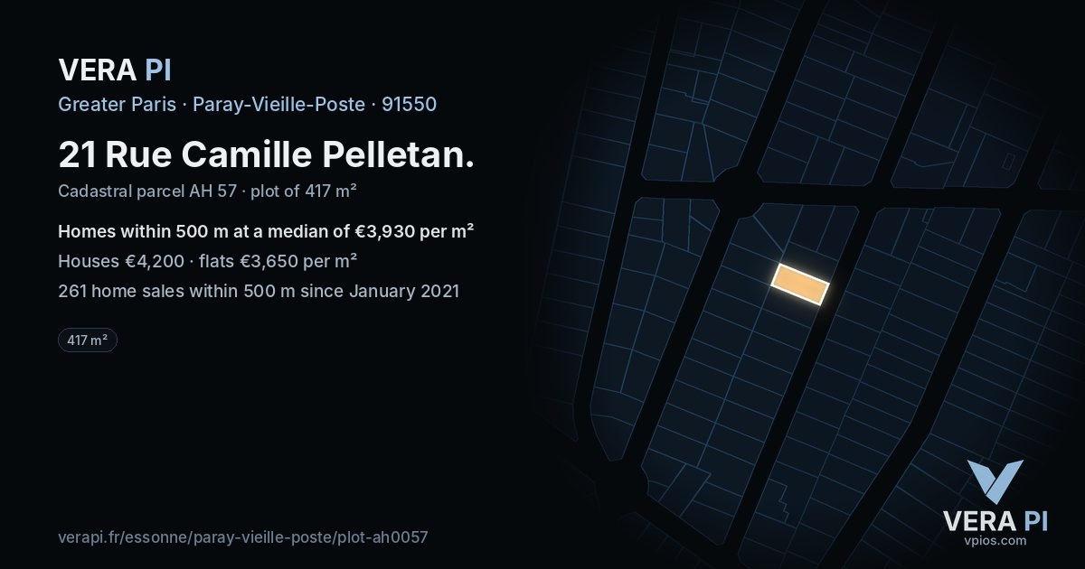 21 Rue Camille Pelletan, Paray-Vieille-Poste at night – the plot lit, the parcels around coloured by the prices near them
