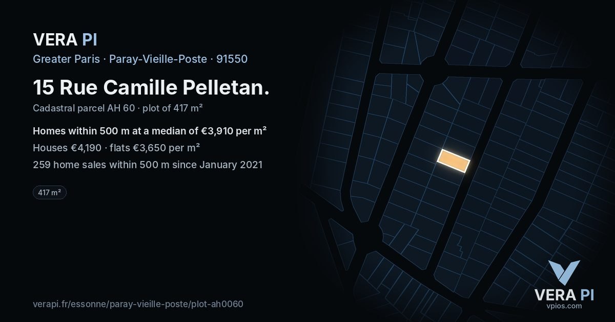 15 Rue Camille Pelletan, Paray-Vieille-Poste at night – the plot lit, the parcels around coloured by the prices near them