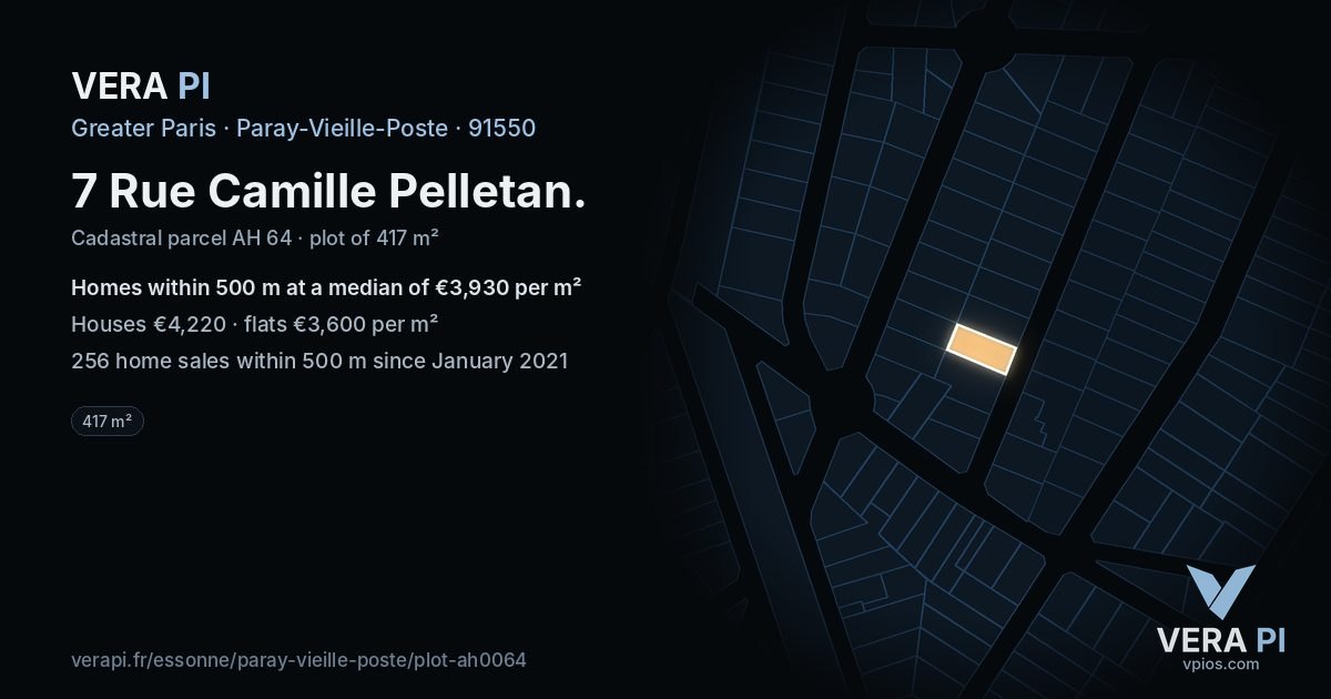 7 Rue Camille Pelletan, Paray-Vieille-Poste at night – the plot lit, the parcels around coloured by the prices near them