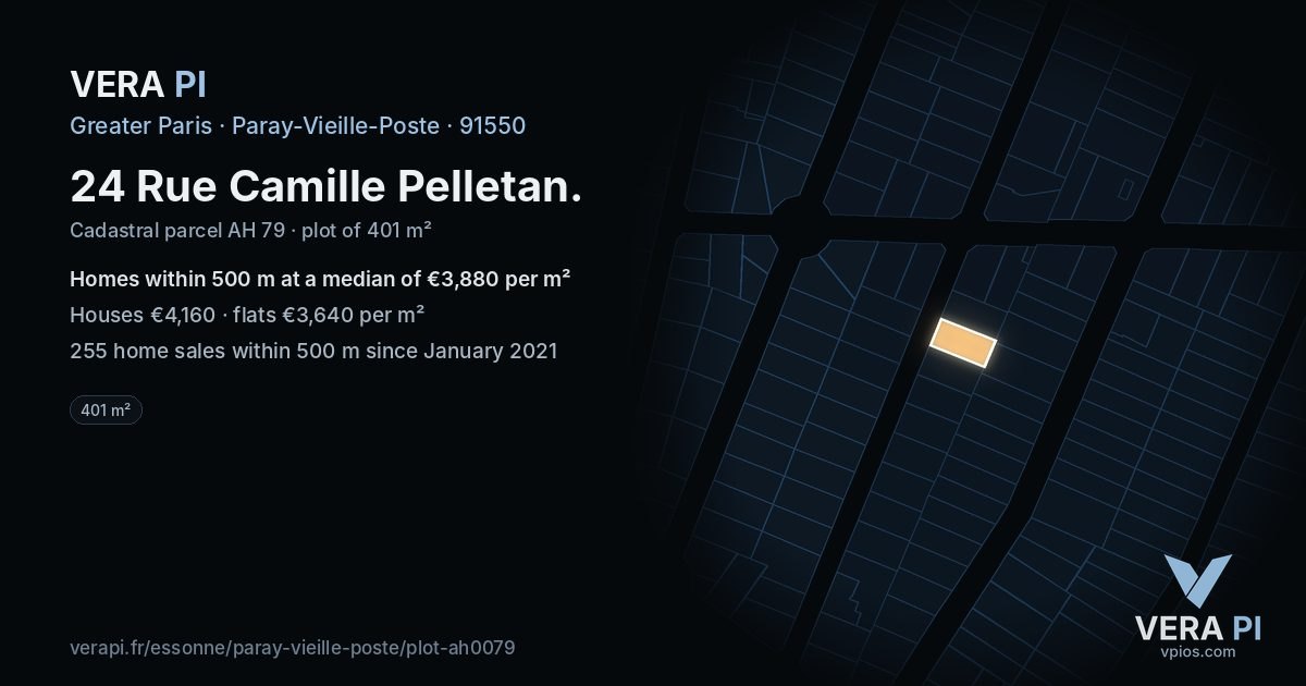 24 Rue Camille Pelletan, Paray-Vieille-Poste at night – the plot lit, the parcels around coloured by the prices near them