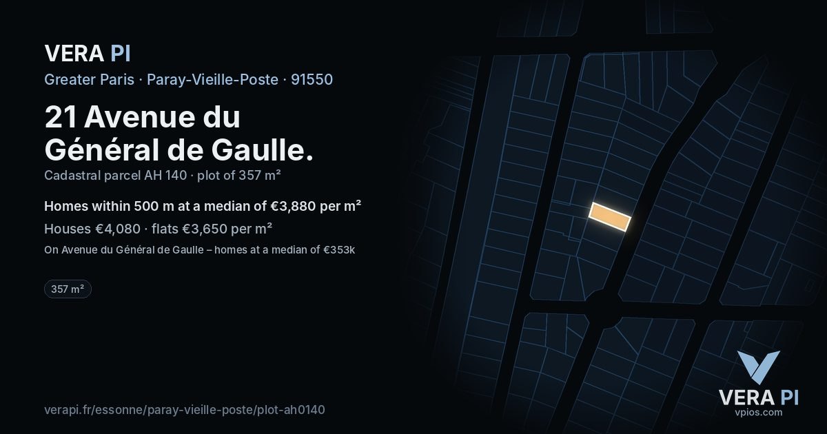 21 Avenue du Général de Gaulle, Paray-Vieille-Poste at night – the plot lit, the parcels around coloured by the prices near them