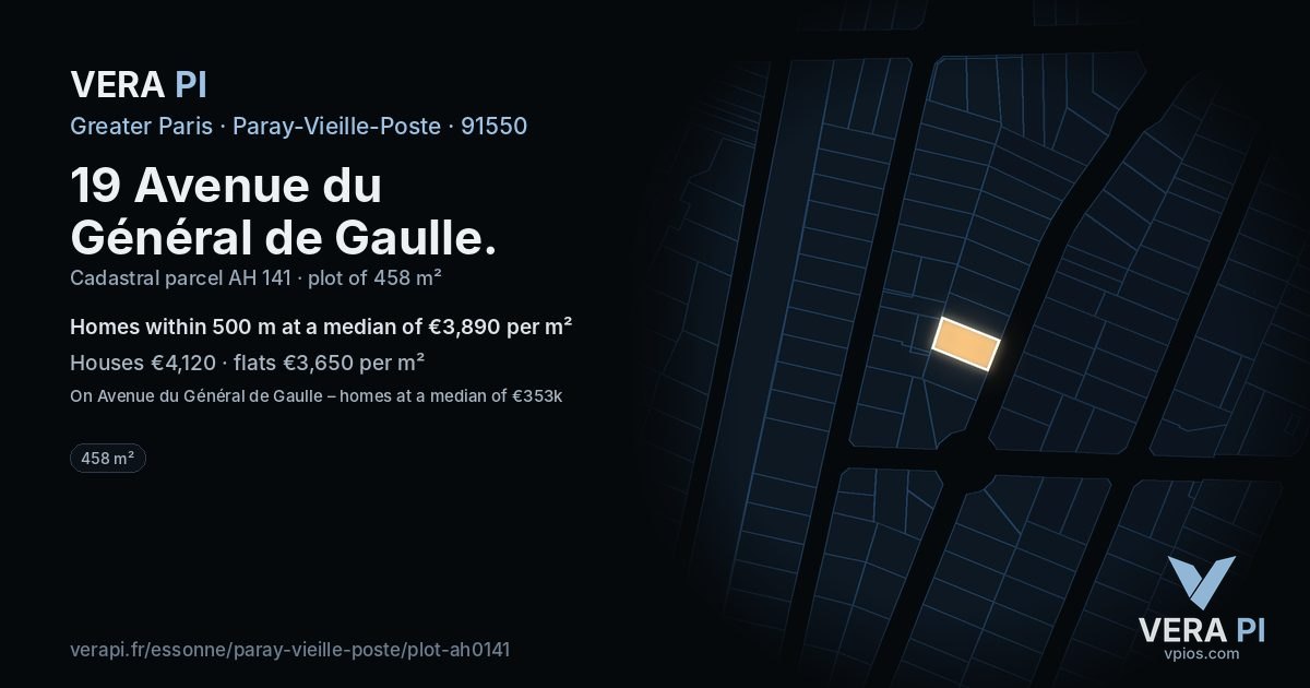 19 Avenue du Général de Gaulle, Paray-Vieille-Poste at night – the plot lit, the parcels around coloured by the prices near them