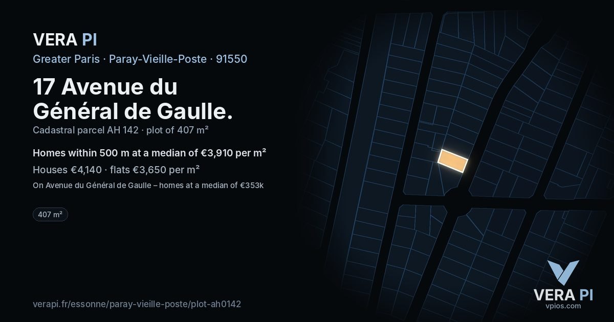 17 Avenue du Général de Gaulle, Paray-Vieille-Poste at night – the plot lit, the parcels around coloured by the prices near them