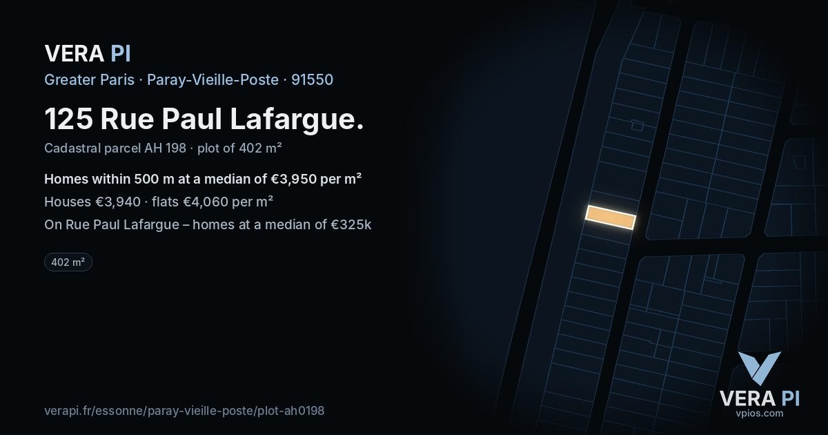 125 Rue Paul Lafargue, Paray-Vieille-Poste at night – the plot lit, the parcels around coloured by the prices near them