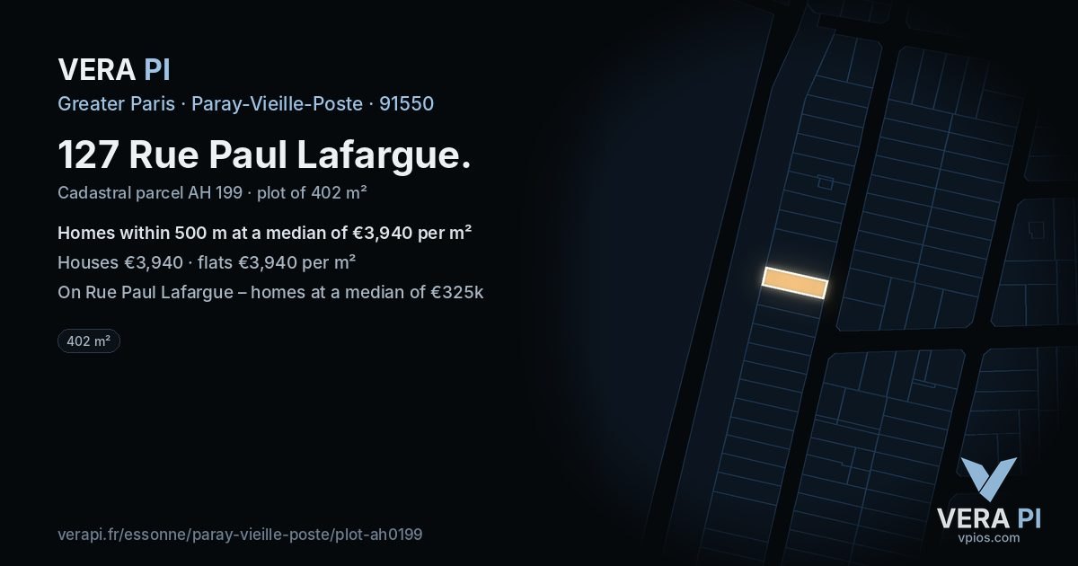 127 Rue Paul Lafargue, Paray-Vieille-Poste at night – the plot lit, the parcels around coloured by the prices near them