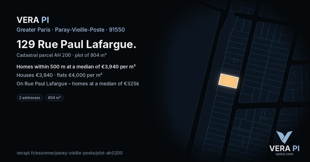 129 Rue Paul Lafargue, Paray-Vieille-Poste at night – the plot lit, the parcels around coloured by the prices near them