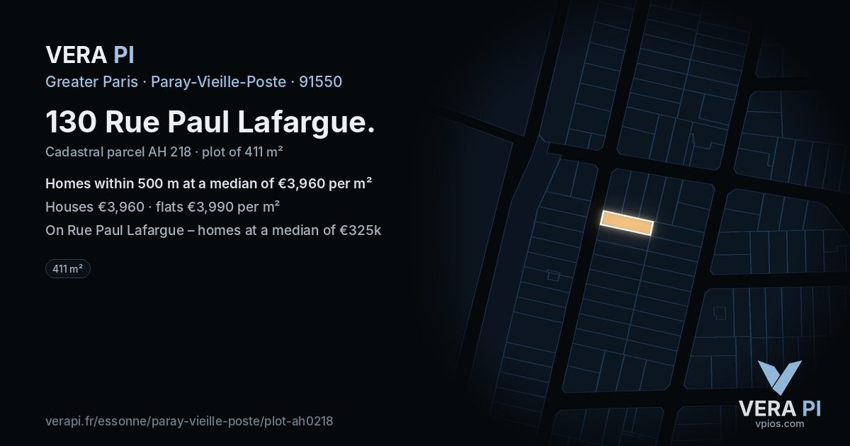 130 Rue Paul Lafargue, Paray-Vieille-Poste at night – the plot lit, the parcels around coloured by the prices near them