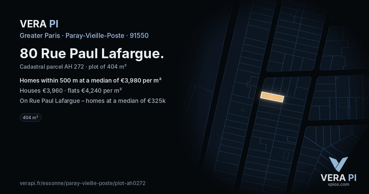 80 Rue Paul Lafargue, Paray-Vieille-Poste at night – the plot lit, the parcels around coloured by the prices near them