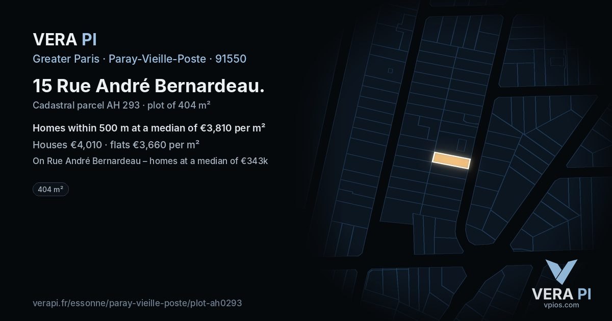 15 Rue André Bernardeau, Paray-Vieille-Poste at night – the plot lit, the parcels around coloured by the prices near them