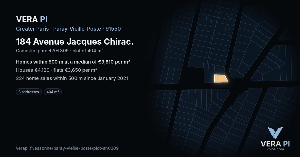 184 Avenue Jacques Chirac, Paray-Vieille-Poste at night – the plot lit, the parcels around coloured by the prices near them
