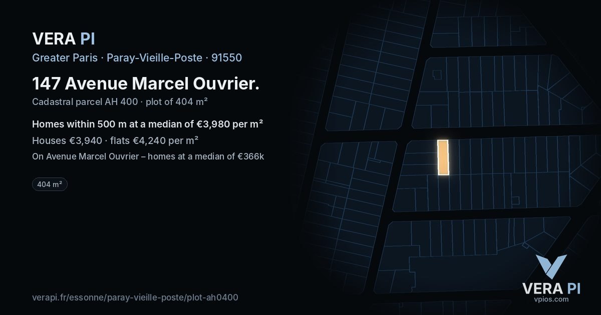 147 Avenue Marcel Ouvrier, Paray-Vieille-Poste at night – the plot lit, the parcels around coloured by the prices near them