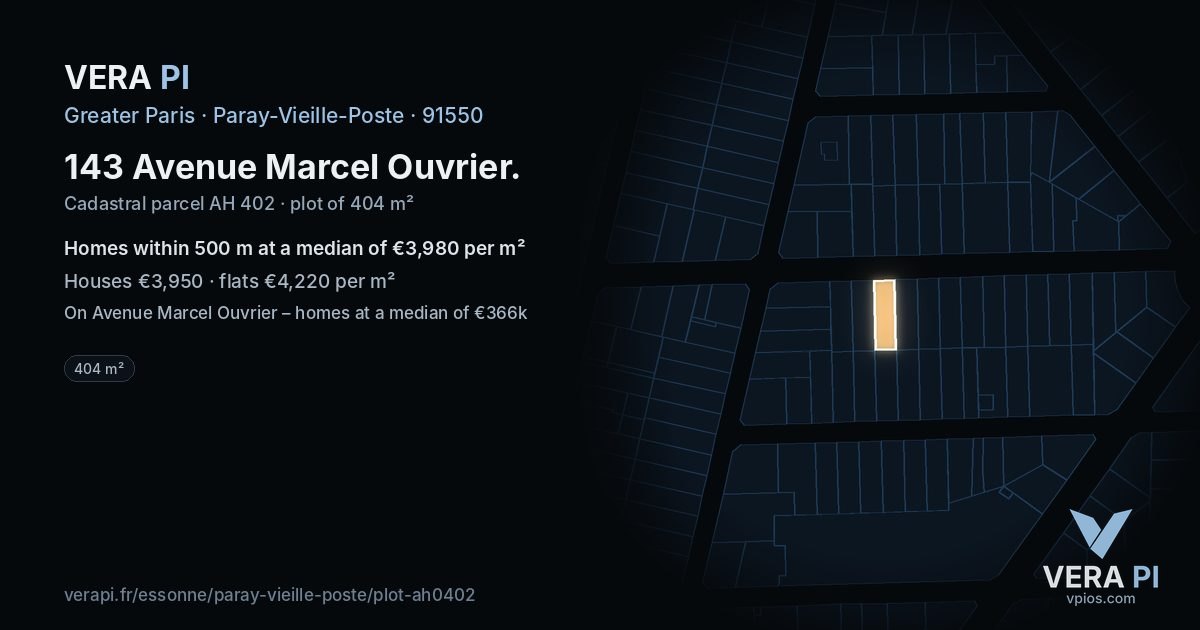 143 Avenue Marcel Ouvrier, Paray-Vieille-Poste at night – the plot lit, the parcels around coloured by the prices near them