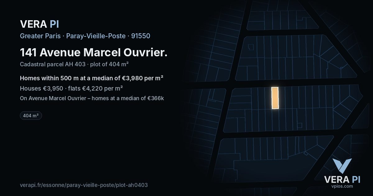 141 Avenue Marcel Ouvrier, Paray-Vieille-Poste at night – the plot lit, the parcels around coloured by the prices near them