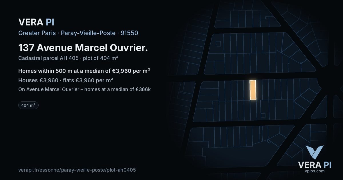 137 Avenue Marcel Ouvrier, Paray-Vieille-Poste at night – the plot lit, the parcels around coloured by the prices near them