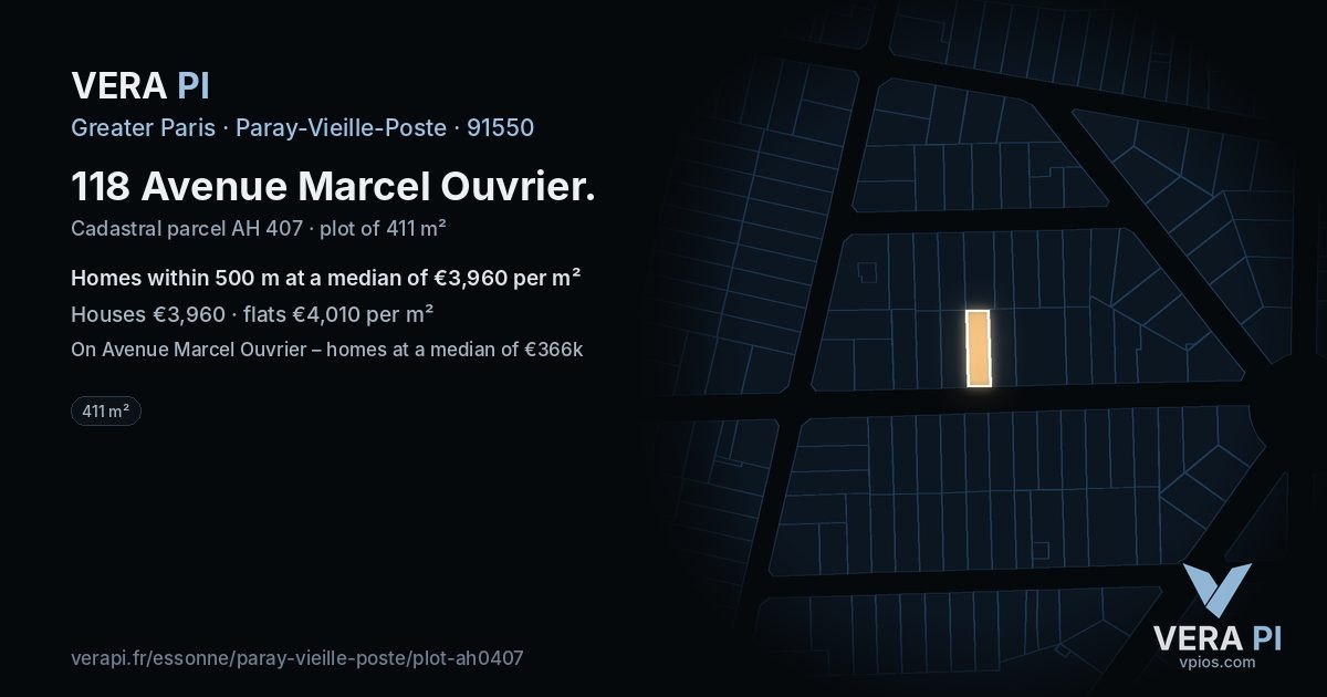 118 Avenue Marcel Ouvrier, Paray-Vieille-Poste at night – the plot lit, the parcels around coloured by the prices near them