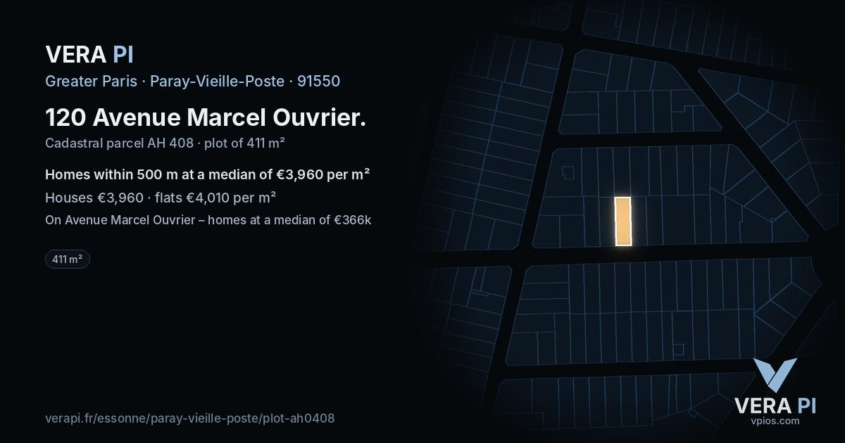 120 Avenue Marcel Ouvrier, Paray-Vieille-Poste at night – the plot lit, the parcels around coloured by the prices near them