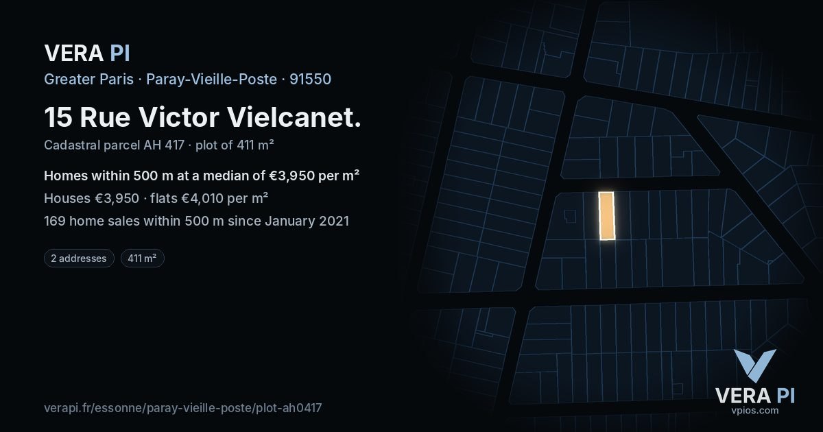 15 Rue Victor Vielcanet, Paray-Vieille-Poste at night – the plot lit, the parcels around coloured by the prices near them