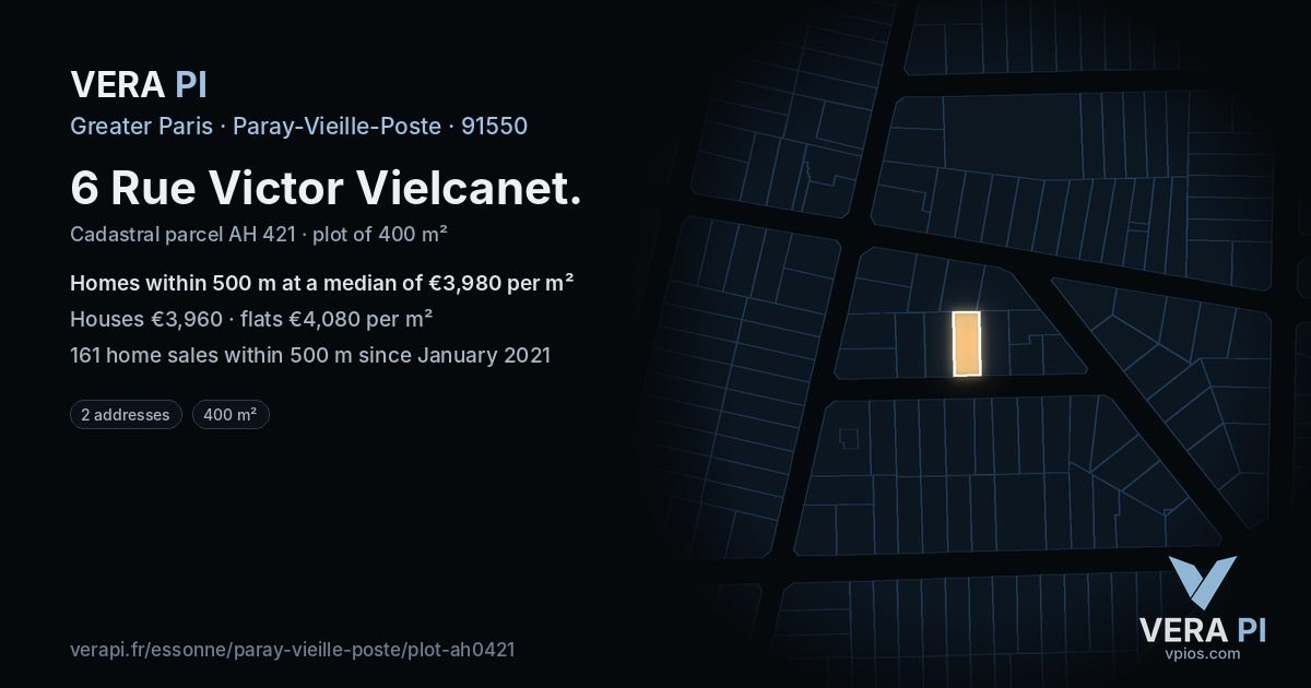 6 Rue Victor Vielcanet, Paray-Vieille-Poste at night – the plot lit, the parcels around coloured by the prices near them