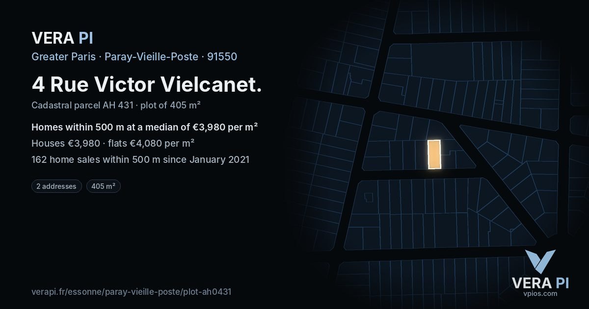 4 Rue Victor Vielcanet, Paray-Vieille-Poste at night – the plot lit, the parcels around coloured by the prices near them