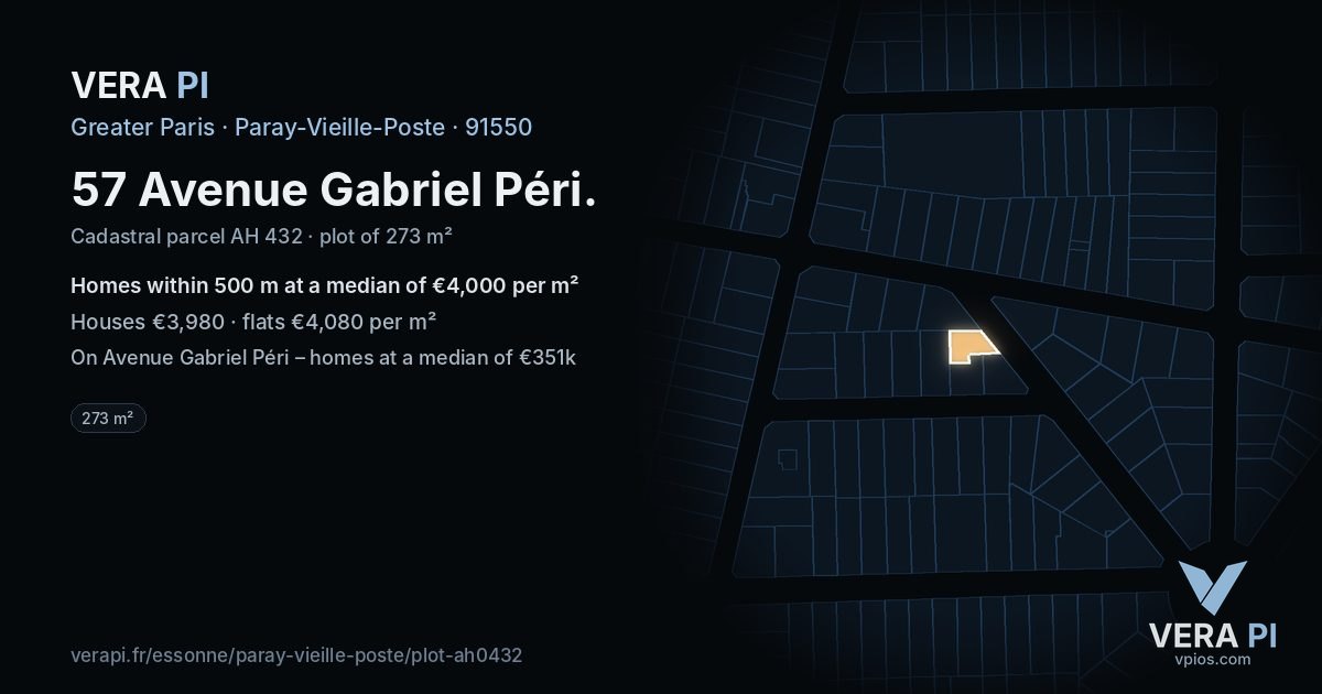 57 Avenue Gabriel Péri, Paray-Vieille-Poste at night – the plot lit, the parcels around coloured by the prices near them