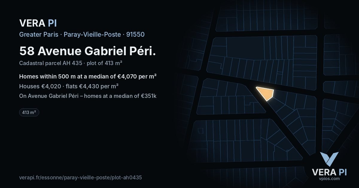 58 Avenue Gabriel Péri, Paray-Vieille-Poste at night – the plot lit, the parcels around coloured by the prices near them