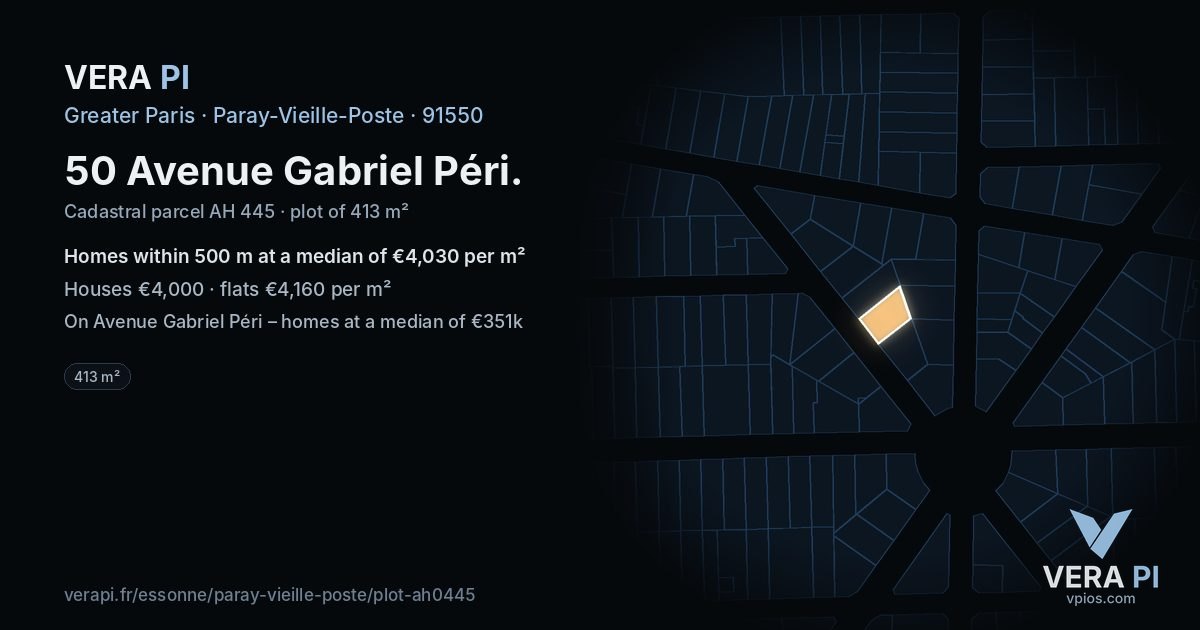 50 Avenue Gabriel Péri, Paray-Vieille-Poste at night – the plot lit, the parcels around coloured by the prices near them