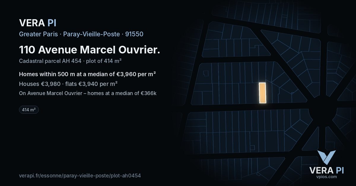 110 Avenue Marcel Ouvrier, Paray-Vieille-Poste at night – the plot lit, the parcels around coloured by the prices near them