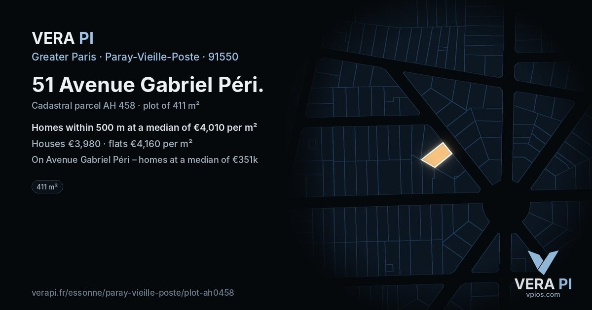51 Avenue Gabriel Péri, Paray-Vieille-Poste at night – the plot lit, the parcels around coloured by the prices near them