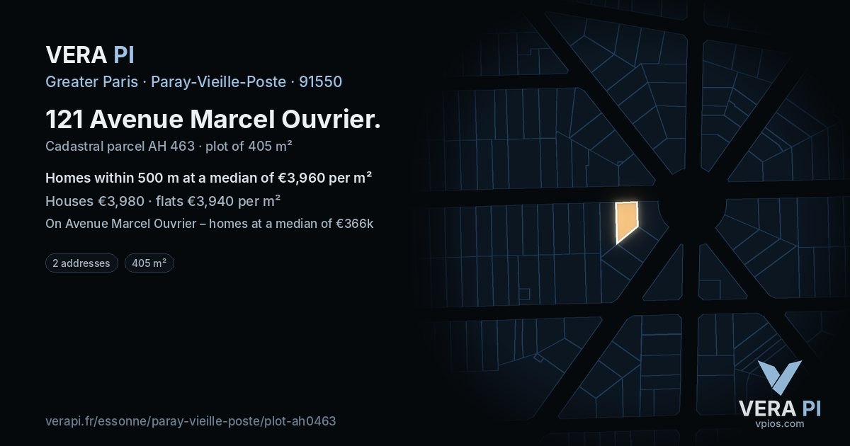 121 Avenue Marcel Ouvrier, Paray-Vieille-Poste at night – the plot lit, the parcels around coloured by the prices near them