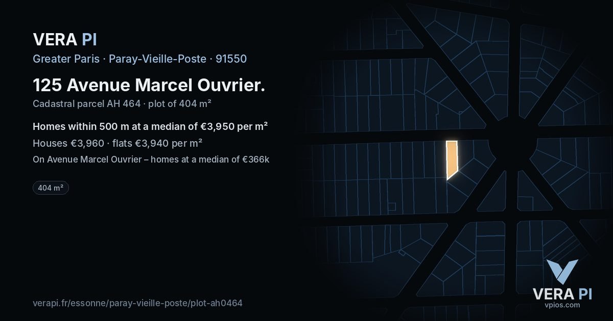 125 Avenue Marcel Ouvrier, Paray-Vieille-Poste at night – the plot lit, the parcels around coloured by the prices near them