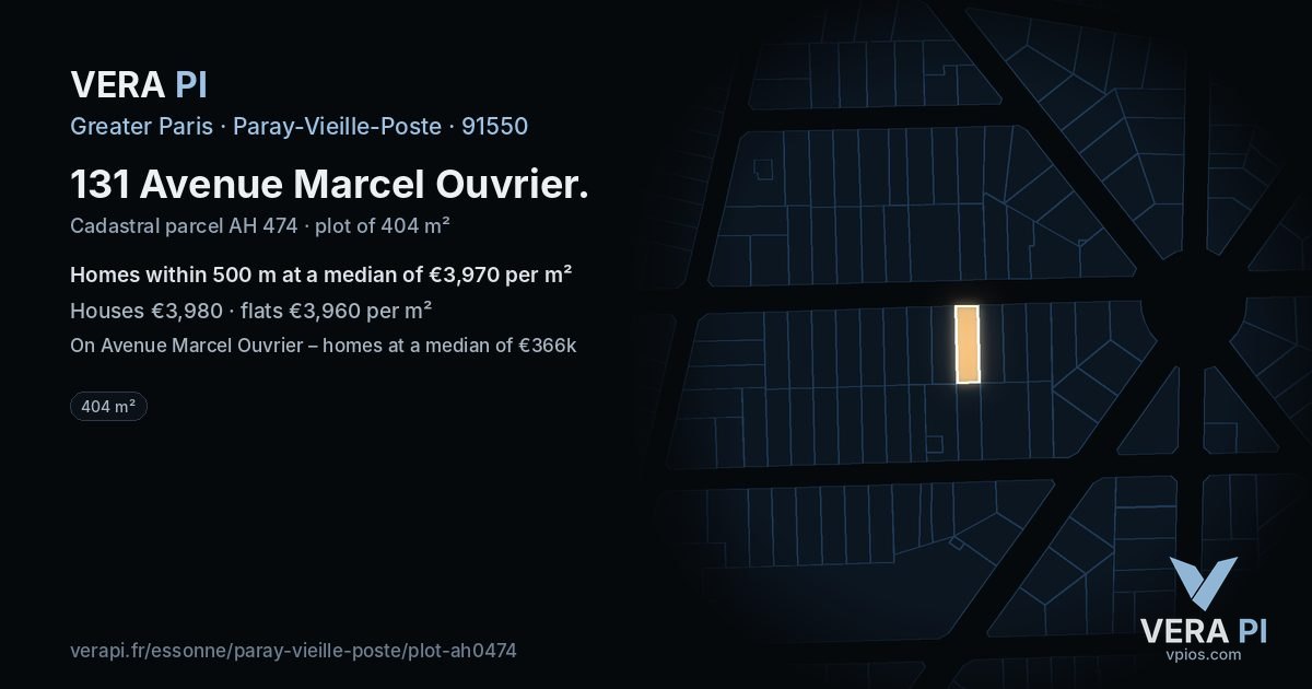 131 Avenue Marcel Ouvrier, Paray-Vieille-Poste at night – the plot lit, the parcels around coloured by the prices near them