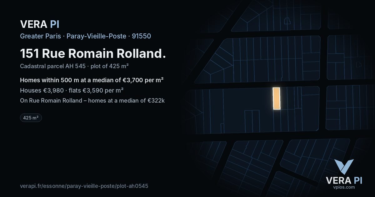 151 Rue Romain Rolland, Paray-Vieille-Poste at night – the plot lit, the parcels around coloured by the prices near them