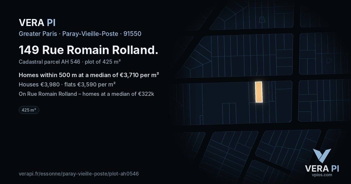 149 Rue Romain Rolland, Paray-Vieille-Poste at night – the plot lit, the parcels around coloured by the prices near them