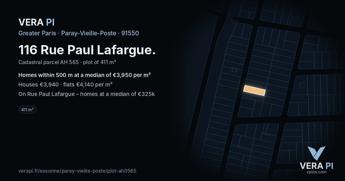 116 Rue Paul Lafargue, Paray-Vieille-Poste at night – the plot lit, the parcels around coloured by the prices near them