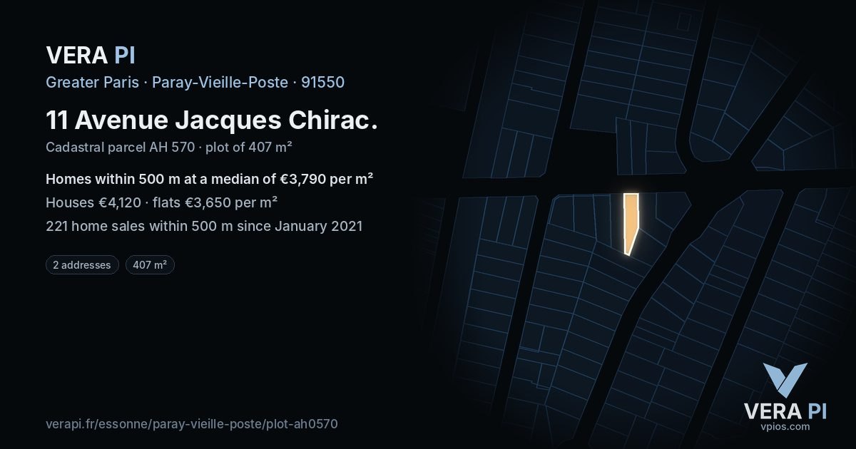11 Avenue Jacques Chirac, Paray-Vieille-Poste at night – the plot lit, the parcels around coloured by the prices near them
