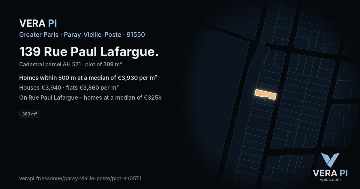 139 Rue Paul Lafargue, Paray-Vieille-Poste at night – the plot lit, the parcels around coloured by the prices near them