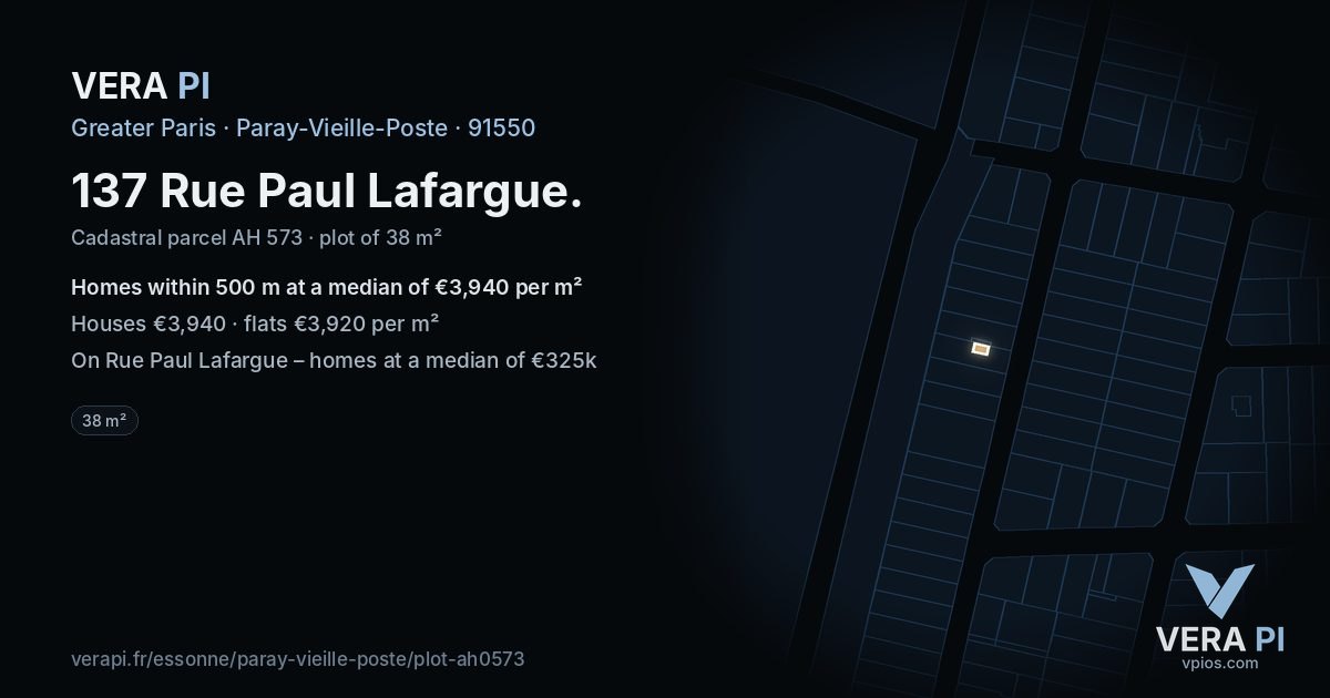 137 Rue Paul Lafargue, Paray-Vieille-Poste at night – the plot lit, the parcels around coloured by the prices near them