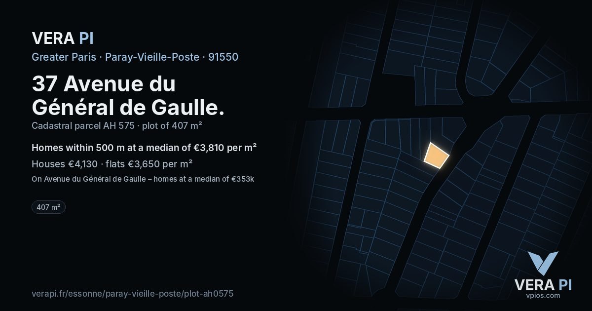 37 Avenue du Général de Gaulle, Paray-Vieille-Poste at night – the plot lit, the parcels around coloured by the prices near them