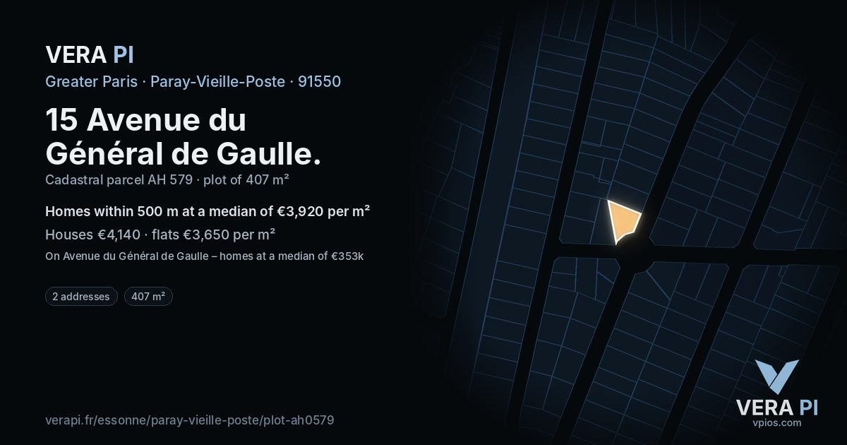 15 Avenue du Général de Gaulle, Paray-Vieille-Poste at night – the plot lit, the parcels around coloured by the prices near them