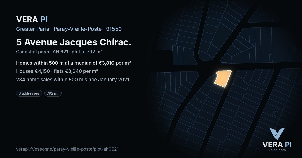 5 Avenue Jacques Chirac, Paray-Vieille-Poste at night – the plot lit, the parcels around coloured by the prices near them