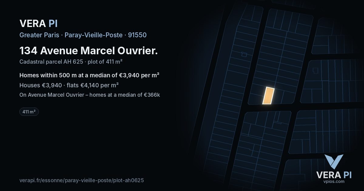 134 Avenue Marcel Ouvrier, Paray-Vieille-Poste at night – the plot lit, the parcels around coloured by the prices near them