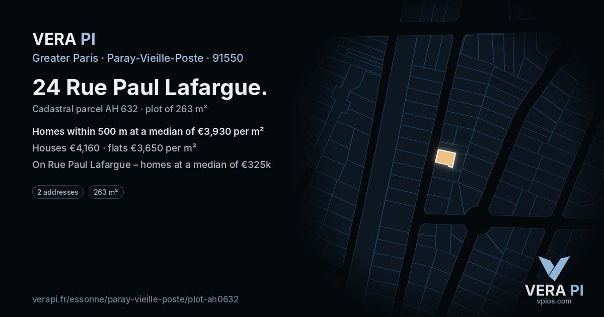 24 Rue Paul Lafargue, Paray-Vieille-Poste at night – the plot lit, the parcels around coloured by the prices near them